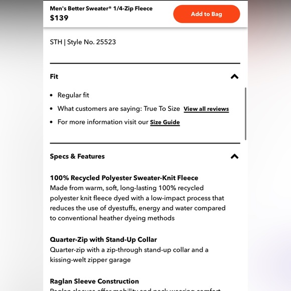 Patagonia Men's Better Sweater® 1/4-Zip Fleece- Stonewash XL - Picture 6 of 6